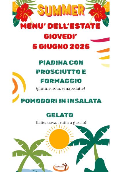 MENU  SPECIALE DELL ESTATE - PRIMARIA DI LUISAGO