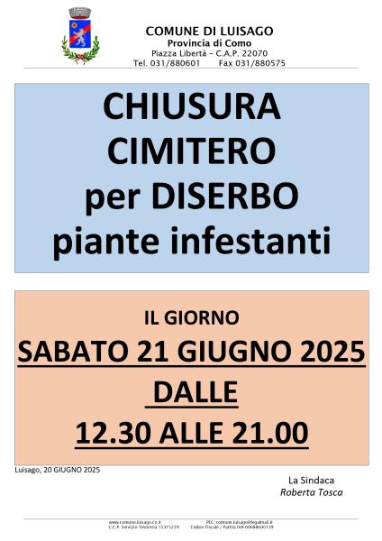 Chiusura straordinaria cimitero