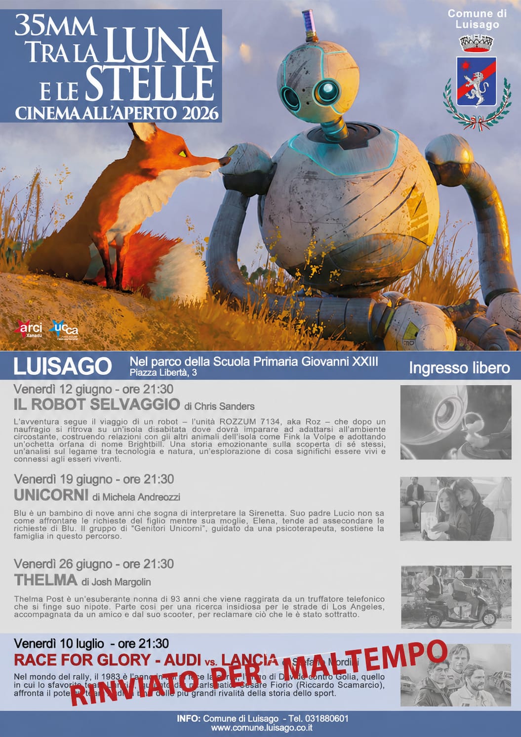 RINVIO ULTIMA PROIEZIONE CINEMA ALL APERTO