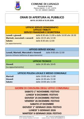 ORARI UFFICI COMUNALI foto