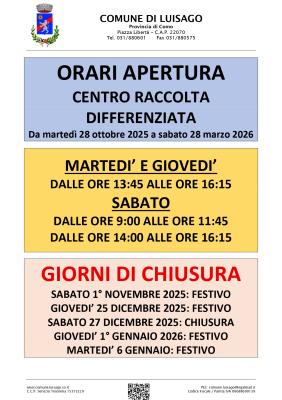ORARI APERTURA - CENTRO RACCOLTA DIFFERENZIATA foto