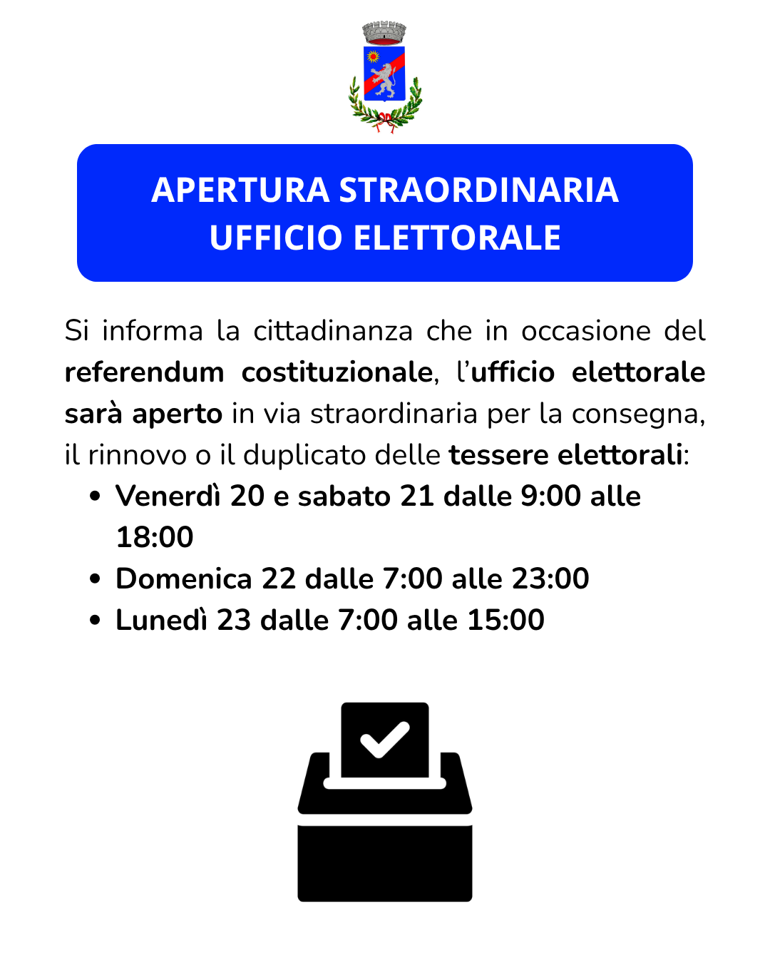 APERTURA UFFICIO ELETTORALE foto 