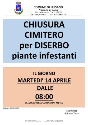 CHIUSURA CIMITERO PER DISERBO foto 