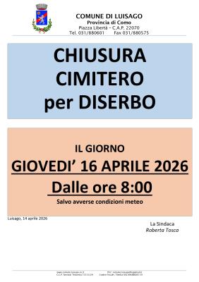 CHIUSURA CIMITERO PER DISERBO foto 