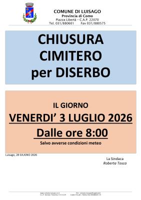 CHIUSURA CIMITERO PER DISERBO foto 