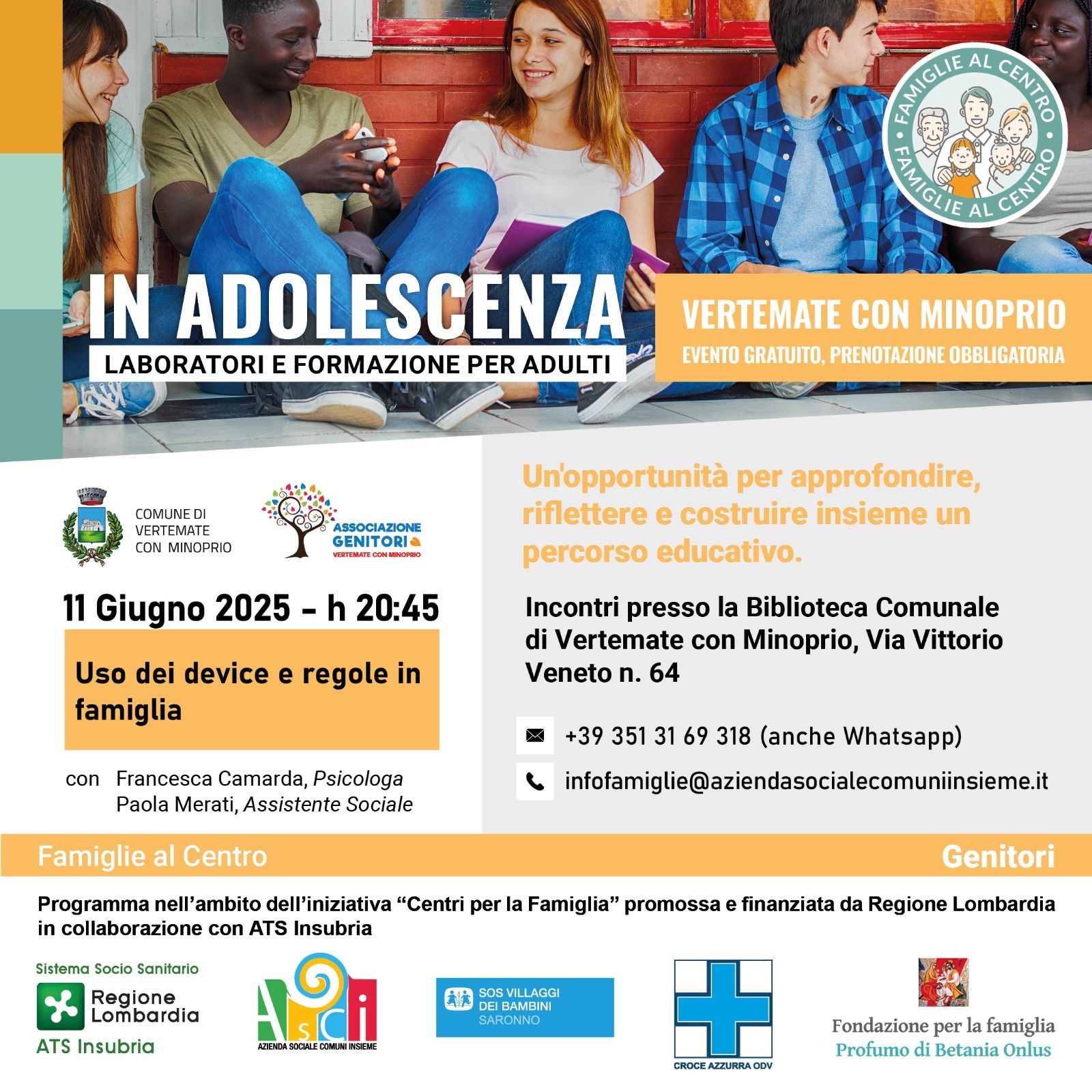 LABORATORI E FORMAZIONE - IN ADOLESCENZA