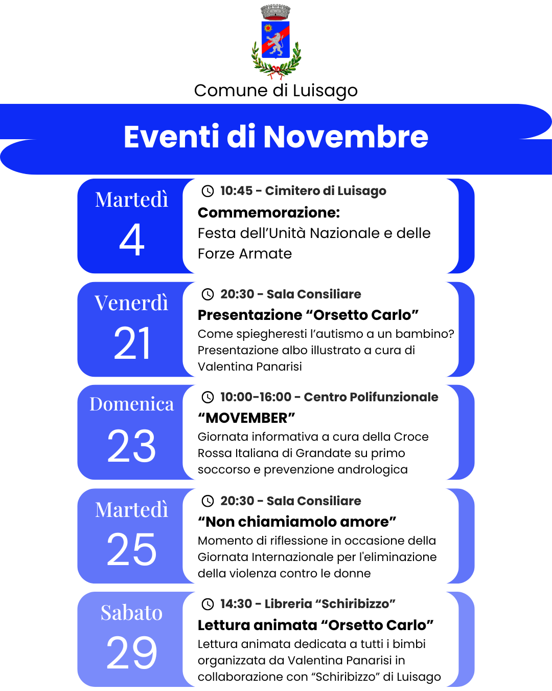 EVENTI CULTURALI NOVEMBRE