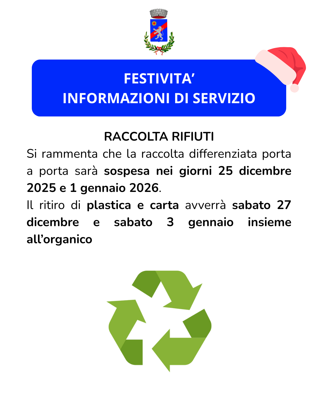 MODIFICHE SERVIZIO RACCOLTA RIFIUTI PORTA A PORTA