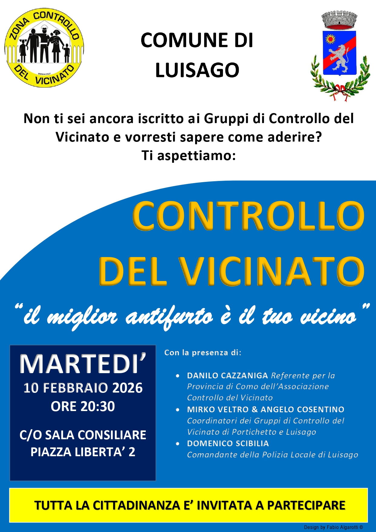 Il miglior antifurto? Una Luisago unita - Controllo del Vicinato