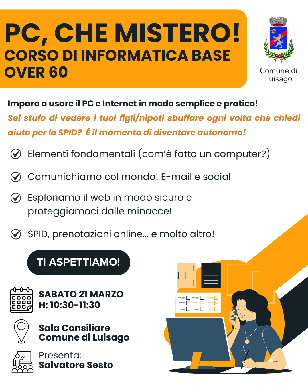 'PC CHE MISTERO!' CORSO INFORMATICA BASE OVER 60