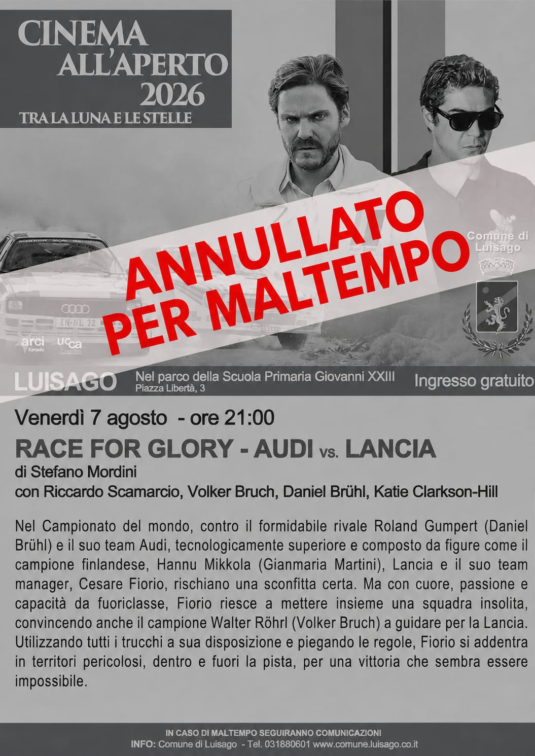 PROIEZIONE ANNULLATA PER MALTEMPO