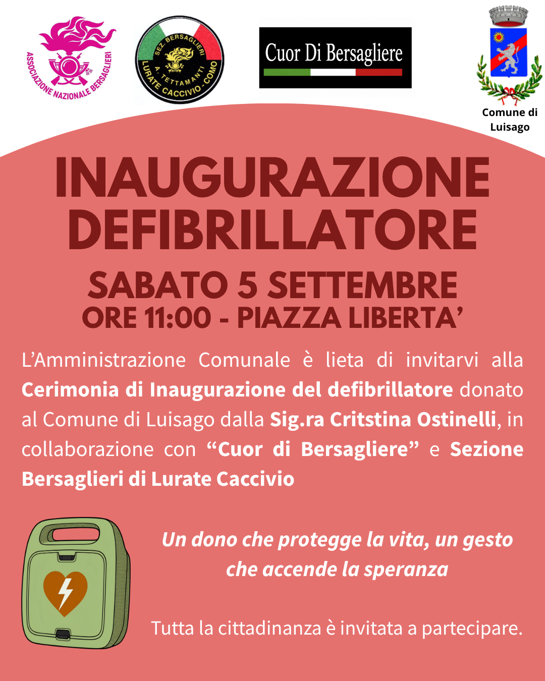 INAUGURAZIONE DEFIBRILLATORE